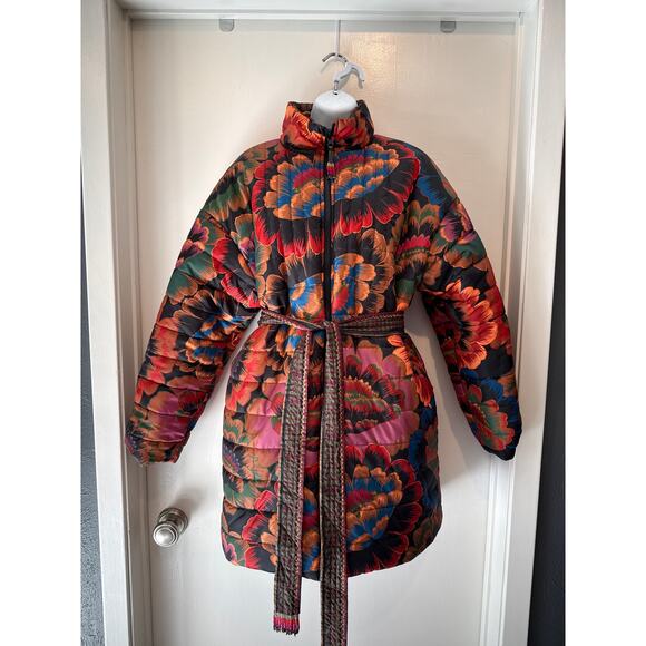 Farm Rio Crazy Mix Reversible Jaguar Floral Puffer Jacket M EUC - Picture 6 of 10